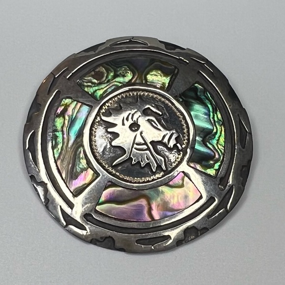 Aztec or Mayan Seahorse Pendant OR Brooch Pin Vintage Sterling Silver 925 - Picture 3 of 4